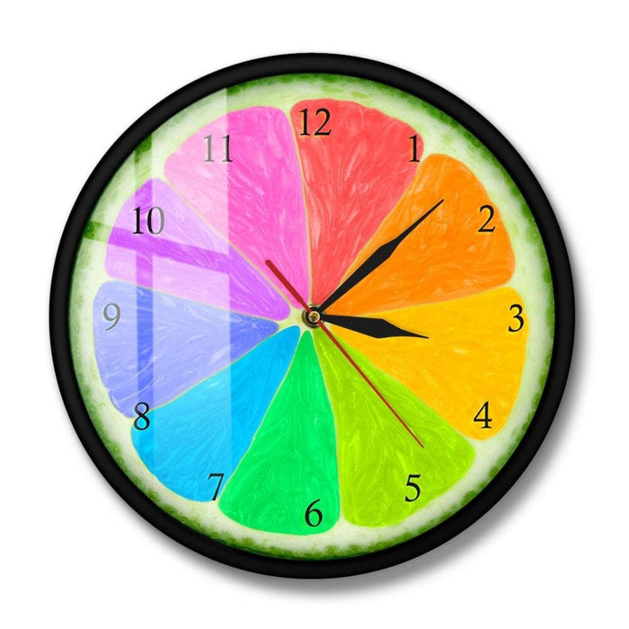Citrus Rainbow Wall Clock Silent Non Ticking Natural