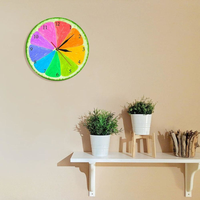 Citrus Rainbow Wall Clock Silent Non Ticking Natural