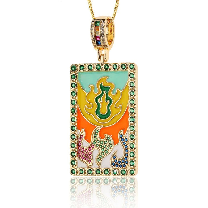 Classic Cross Pattern Tarot Card Crystal Necklace ’s