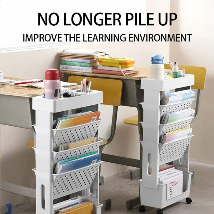 Classroom Desk Storage Rack with Wheels
