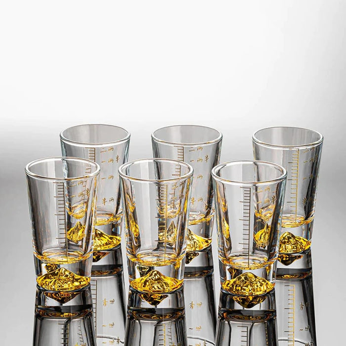 Clear Glass Liquor Cup Set with Graduated Line and Holder