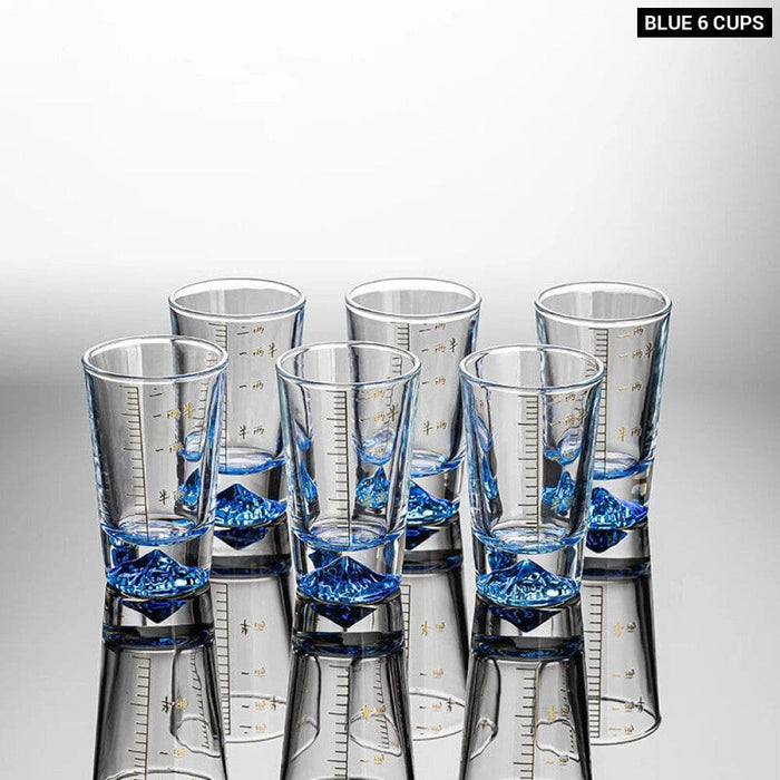 Clear Glass Liquor Cup Set with Graduated Line and Holder
