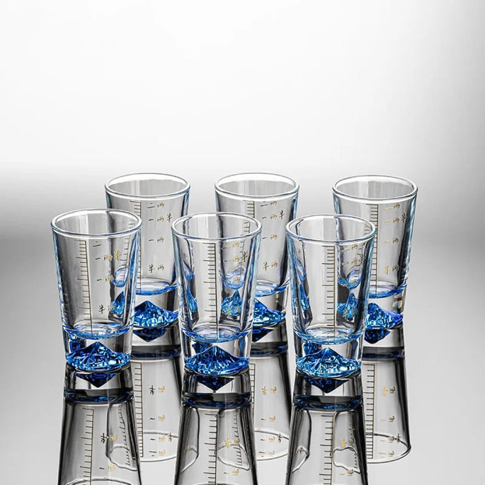 Clear Glass Liquor Cup Set with Graduated Line and Holder