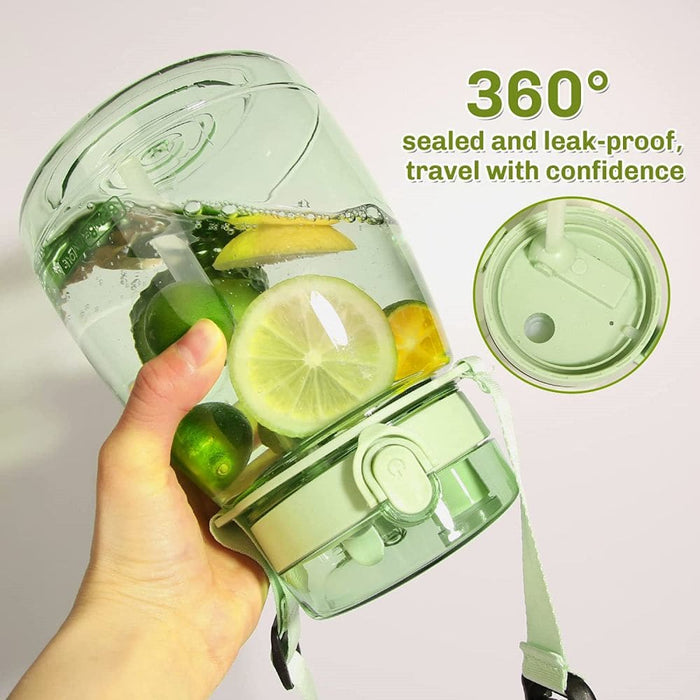 Clear Large Water Bottle Jug with Adjustable Shoulder Strap