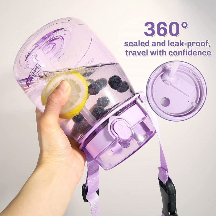 Clear Large Water Bottle Jug with Adjustable Shoulder Strap