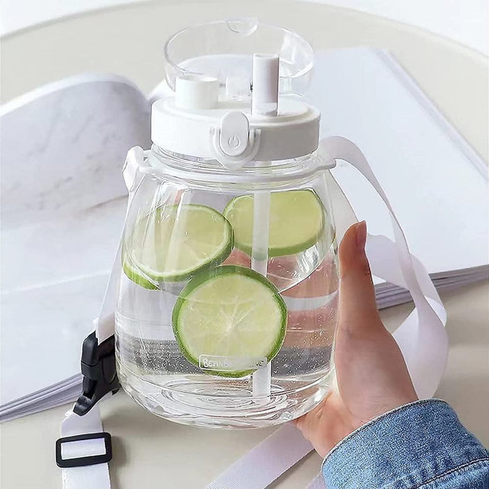 Clear Large Water Bottle Jug with Adjustable Shoulder Strap
