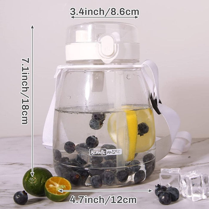 Clear Large Water Bottle Jug with Adjustable Shoulder Strap