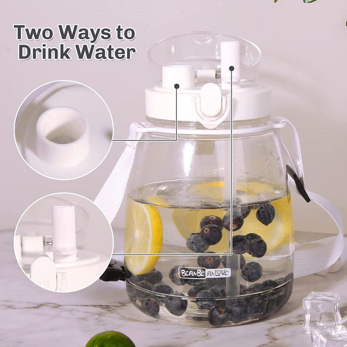 Clear Large Water Bottle Jug with Adjustable Shoulder Strap