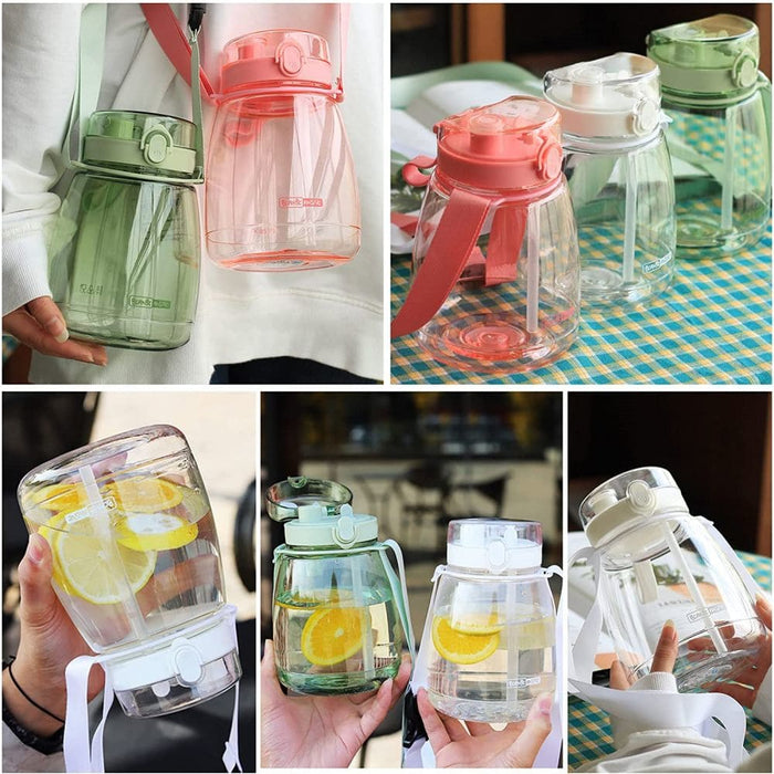 Clear Large Water Bottle Jug with Adjustable Shoulder Strap