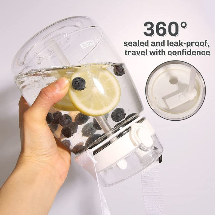 Clear Large Water Bottle Jug with Adjustable Shoulder Strap