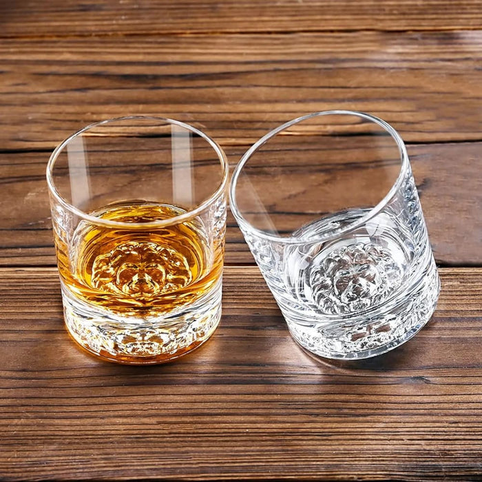 Clear Lion Pattern Glass Cups For Bar Parties