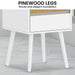 Clio Bedside Table Night Stand - White/natural