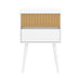 Clio Bedside Table Night Stand - White/natural