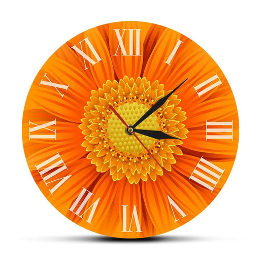 Close - up Of Beautiful Orange Gerber Deorative Clock