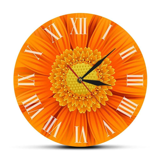 Close-up of Beautiful Orange Gerber Deorative Clock