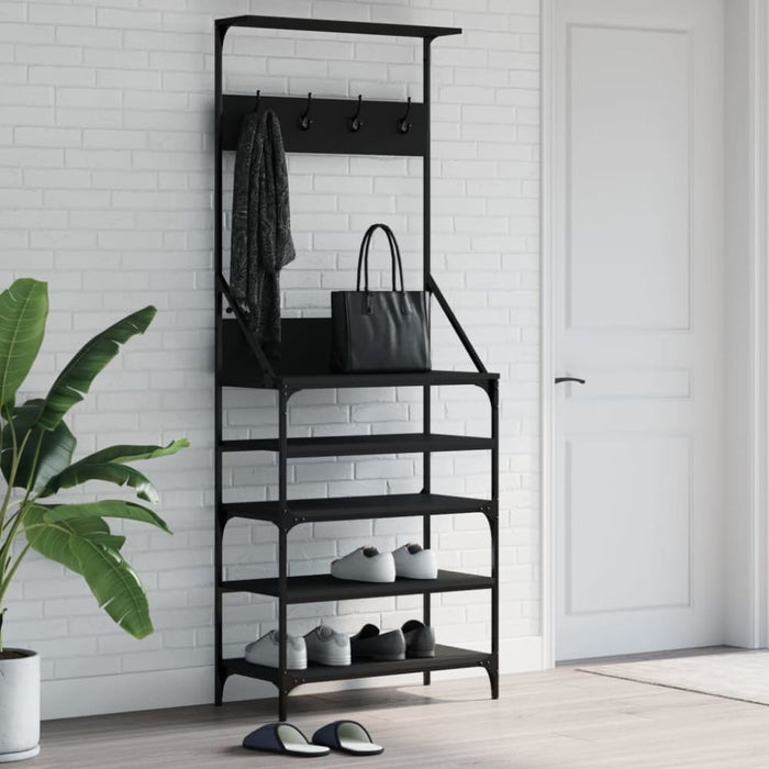 Clothes Rack with Shoe Storage Black 70x34x184 Cm Ntinix