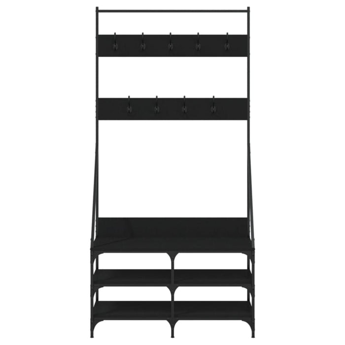 Clothes Rack with Shoe Storage Black 90x34x184 Cm Ntintx