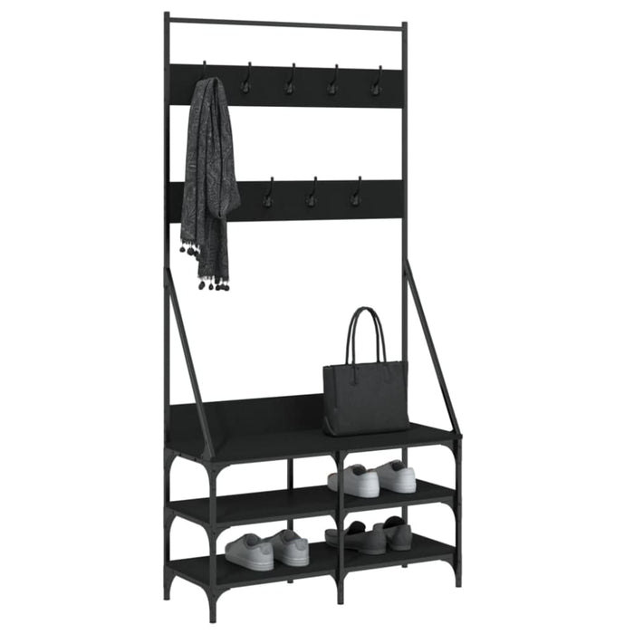 Clothes Rack with Shoe Storage Black 90x34x184 Cm Ntintx