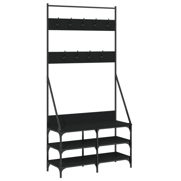 Clothes Rack with Shoe Storage Black 90x34x184 Cm Ntintx