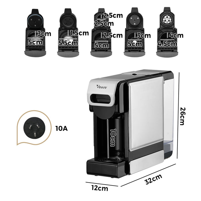 5 In 1 Capsule Coffee Machine 19Bar Nespresso Dolce-Gusto Pod K-Cup Maker