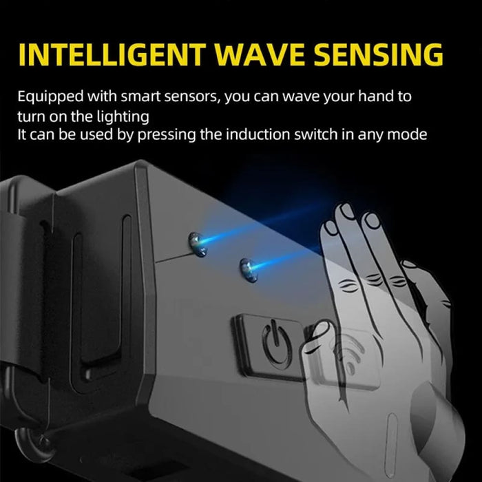 Cob Led Sensor Headlamp Usb Rechargeable Head Torch with 5