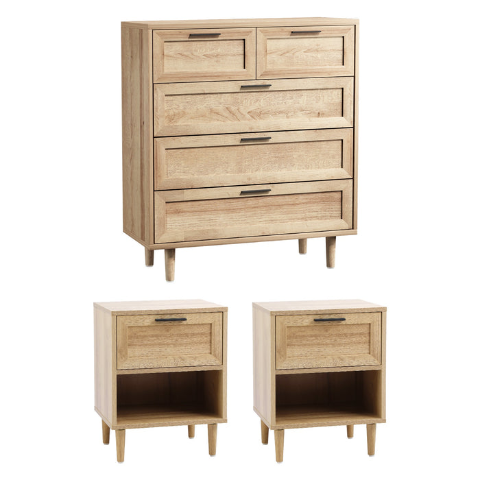 5 Chest Of Drawers And 2 Bedside Tables Nightstands Bedroom Set