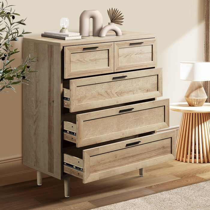 5 Chest Of Drawers And 2 Bedside Tables Nightstand Bedroom Set Natural