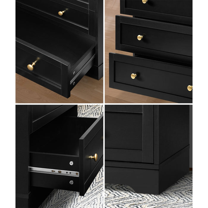 5 Chest Of Drawers And Bedside Table Hamptons Furniture Set Black