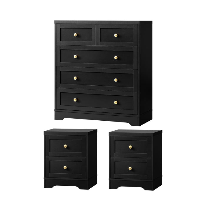 5 Chest Of Drawers And 2 Bedside Tables Hamptons Furniture Set