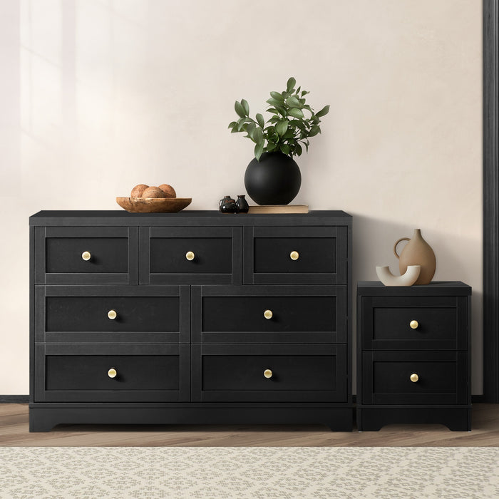 7 Chest Of Drawers And Bedside Table Hamptons Furniture Set Black