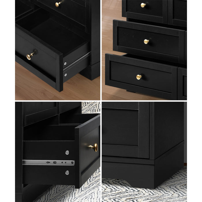 7 Chest Of Drawers And Bedside Table Hamptons Furniture Set Black