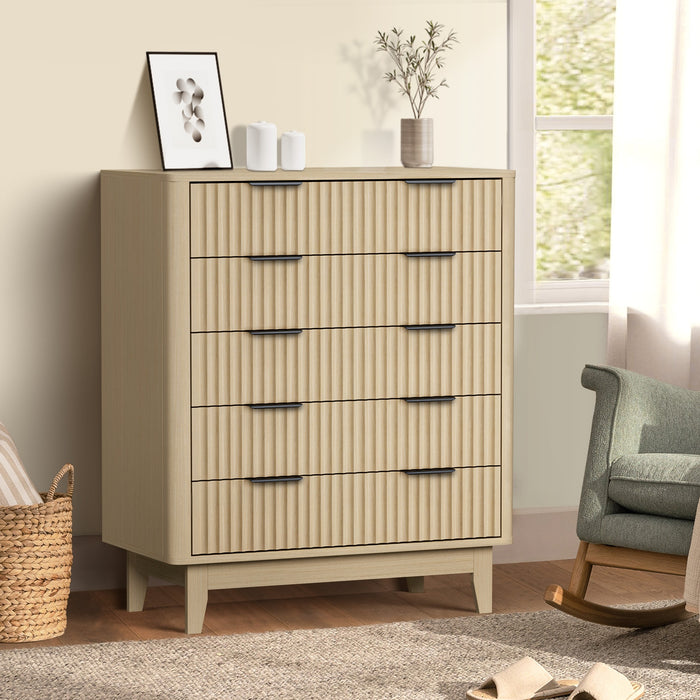 5 Chest Of Drawers Storage Cabinet Dressers Tallboy Stripe Natural