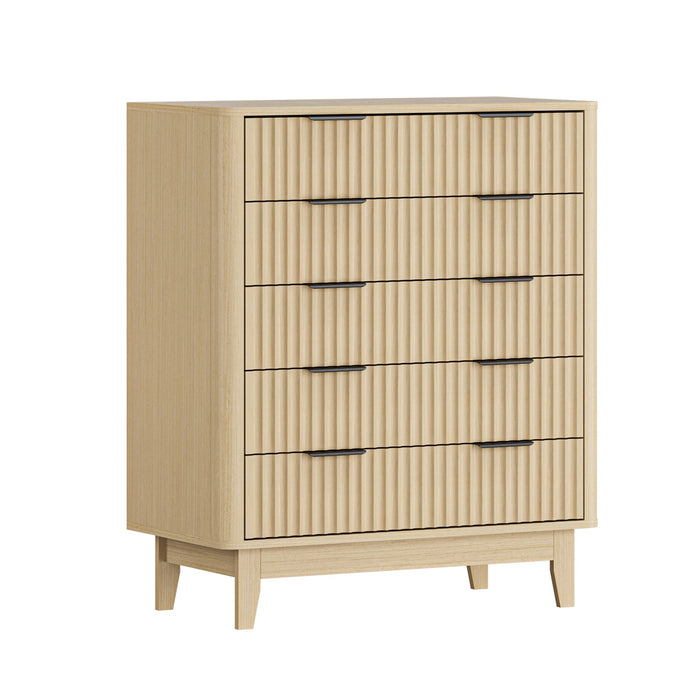 5 Chest Of Drawers Storage Cabinet Dressers Tallboy Stripe Natural