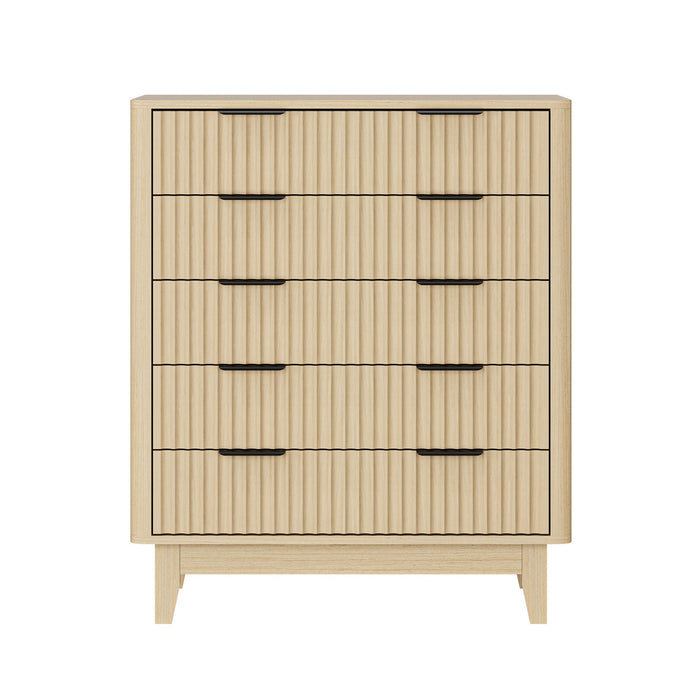 5 Chest Of Drawers Storage Cabinet Dressers Tallboy Stripe Natural