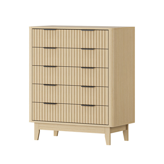 5 Chest Of Drawers Storage Cabinet Dressers Tallboy Stripe Natural