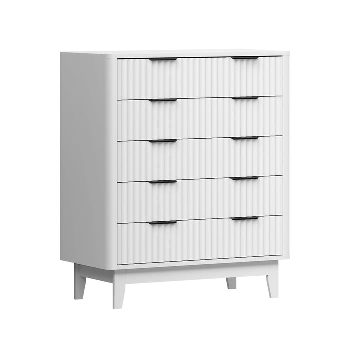 5 Chest Of Drawers Storage Cabinet Dressers Tallboy Stripe White