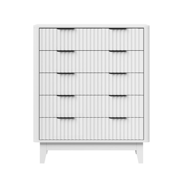 5 Chest Of Drawers Storage Cabinet Dressers Tallboy Stripe White