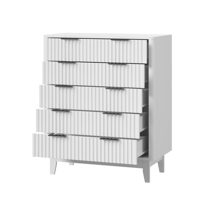 5 Chest Of Drawers Storage Cabinet Dressers Tallboy Stripe White