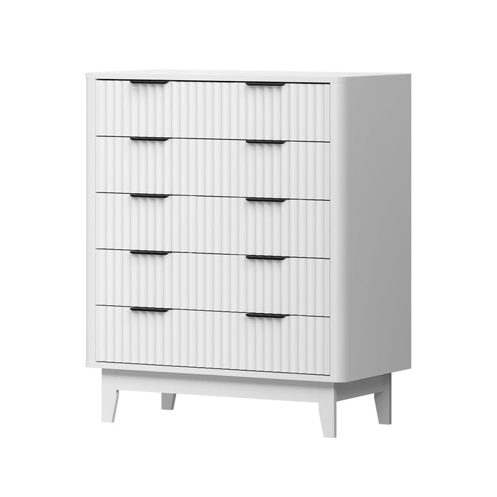 5 Chest Of Drawers Storage Cabinet Dressers Tallboy Stripe White