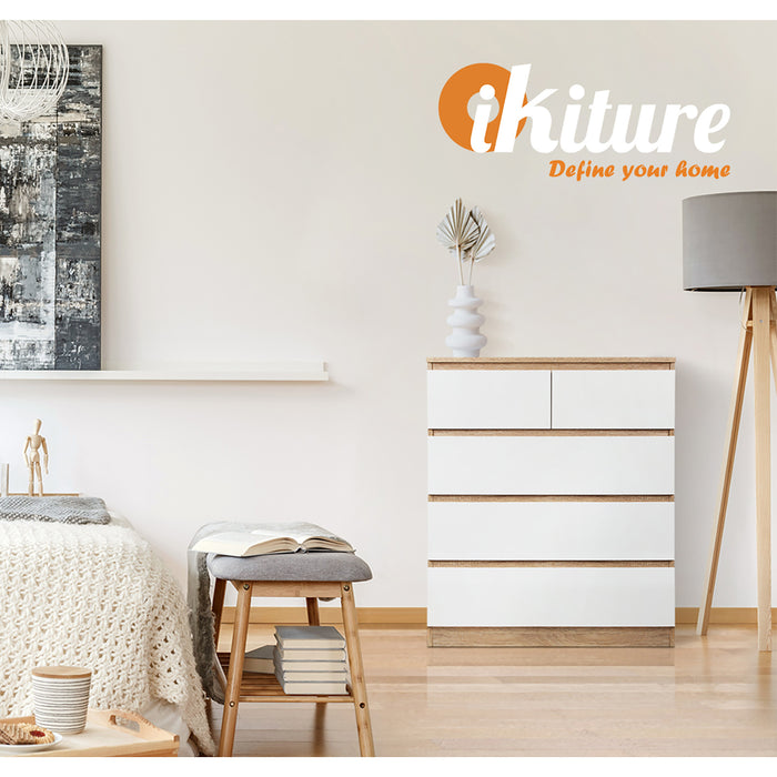 5 Chest Of Drawers Tallboy Cabinet Dresser Table Wooden White Furniture