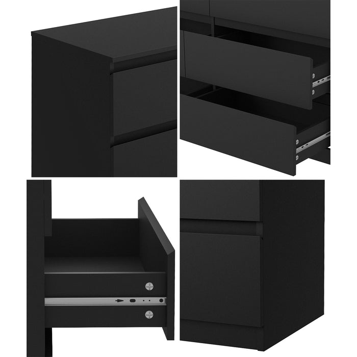 6 Chest Of Drawers And Bedside Table Cabinet Bedroom Set Black
