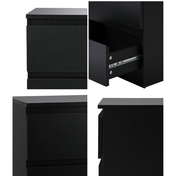 6 Chest Of Drawers And Bedside Table Cabinet Bedroom Set Black