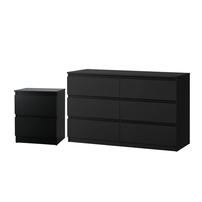 6 Chest Of Drawers And Bedside Table Cabinet Bedroom Set Black