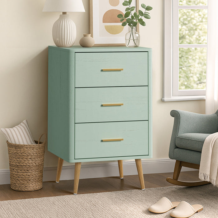 3 Chest Of Drawers Dresser Tallboy Storage Cabinet Green