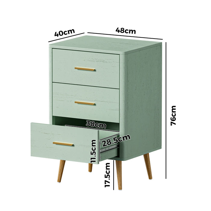 3 Chest Of Drawers Dresser Tallboy Storage Cabinet Green