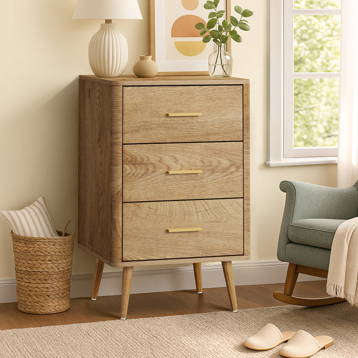 3 Chest Of Drawers Dresser Tallboy Storage Cabinet Natural