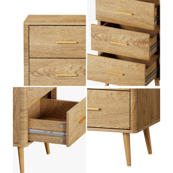 3 Chest Of Drawers Dresser Tallboy Storage Cabinet Natural