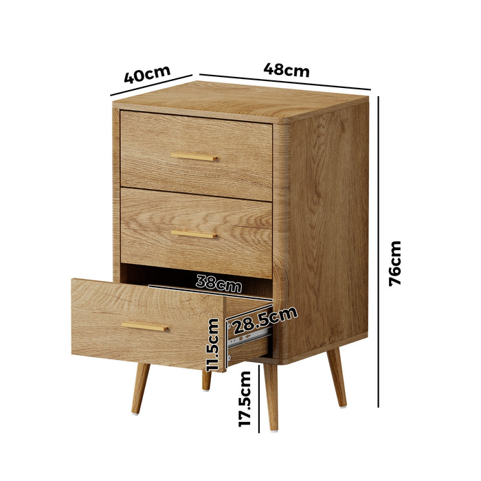 3 Chest Of Drawers Dresser Tallboy Storage Cabinet Natural