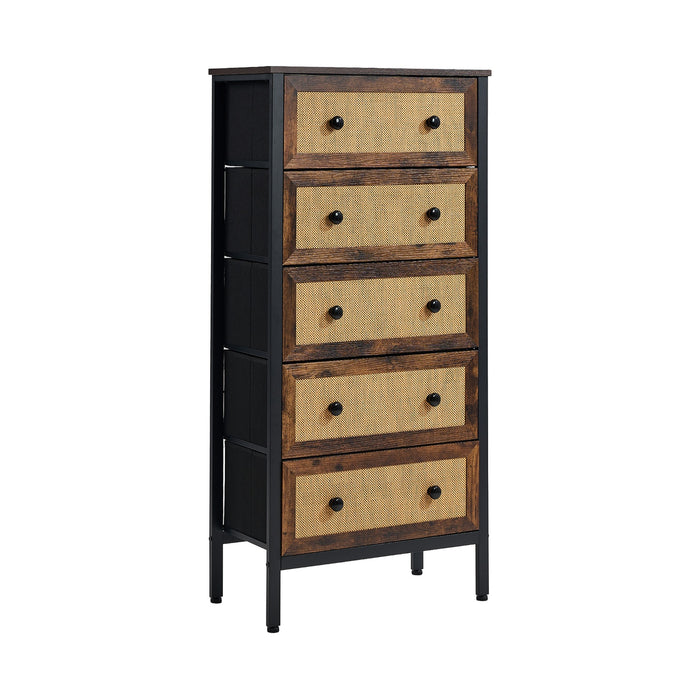 5 Chest Of Drawers Rattan Storage Cabinet Bedroom Dresser Tallboy