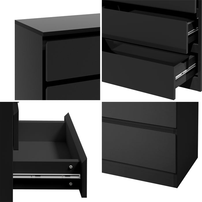 3 Chest Of Drawers Lowboy Dresser Table Storage Cabinet Bedroom Black